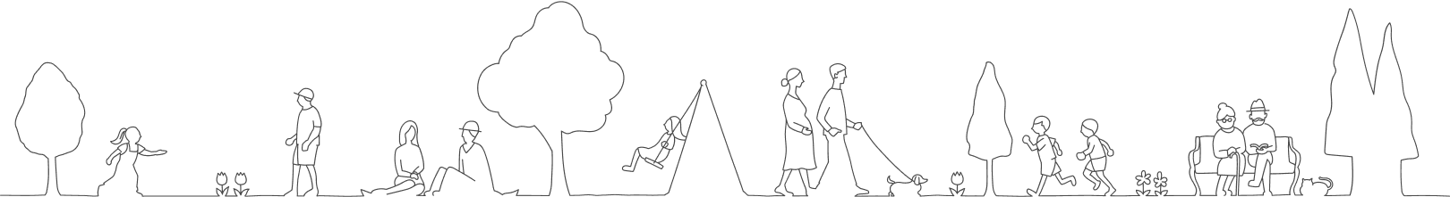 公園で過ごす人々のイラスト